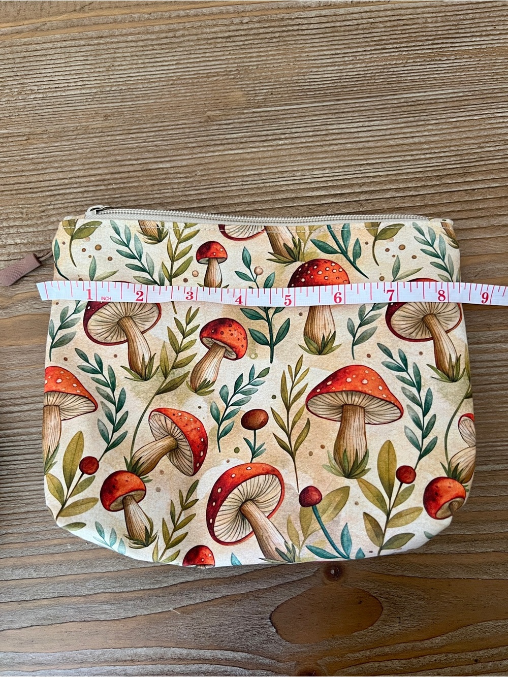 Handmade Mushroom Travel & Cosmetic Zipper Pouche